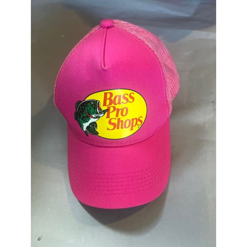 hot pink Bass Pro Shops mesh trucker